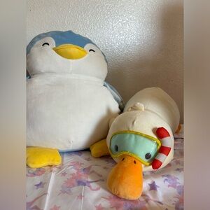Selling two MINISO plushies a swimmer duck/fluffy penguin